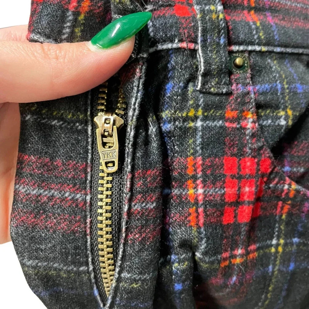 Pam & Gela Tartan Plaid Slim Crop Pant Red Multi‎ Size 25 - Picture 4 of 12